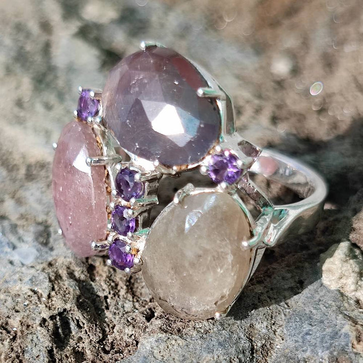 Anello in argento 925 artigianale con pietre - TIFFANY