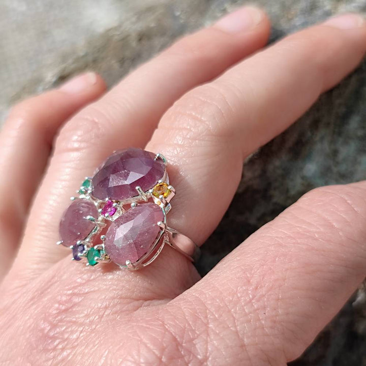 Anello in argento 925 artigianale con pietre - TIFFANY