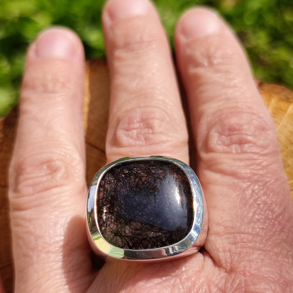 Anello artigianale con quarzo rutilato in argento 925 - Pezzo unico