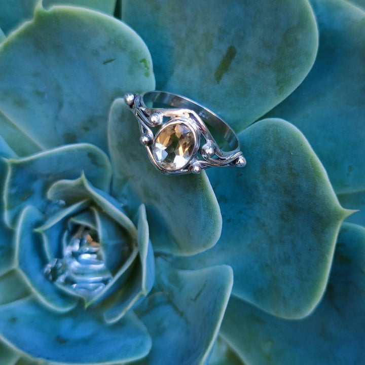 Anello con pietra in argento 925 - MIRAI quarzo citrino