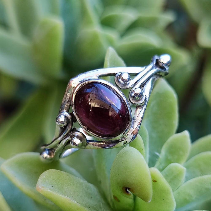 Anello con pietra in argento 925 - MIRAI granato