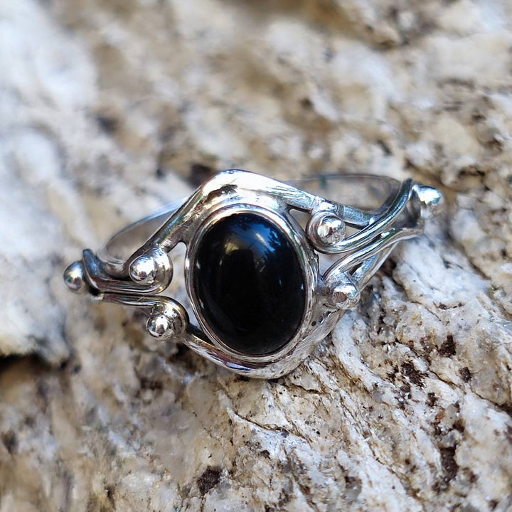 Anello con pietra in argento 925 - MIRAI  onice nero