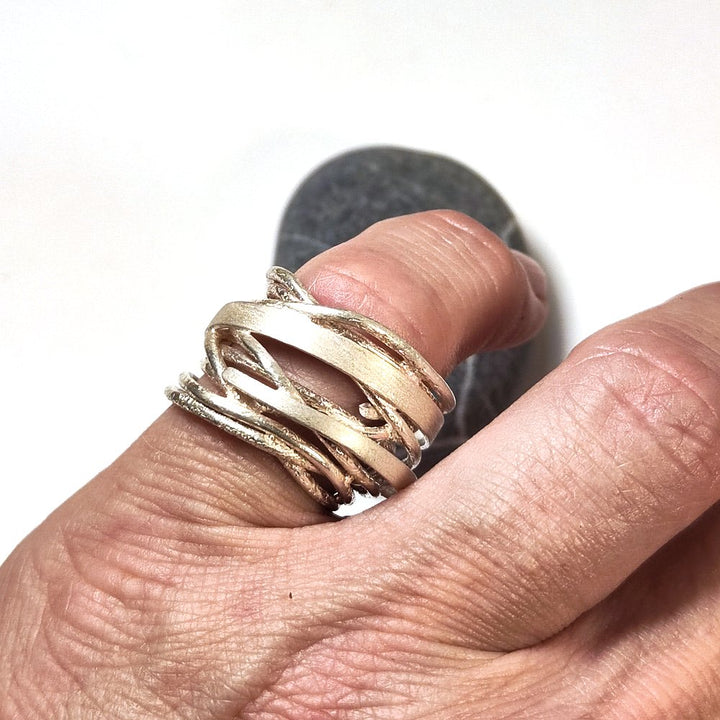 Anello WIRE 2 in argento 925 satinato