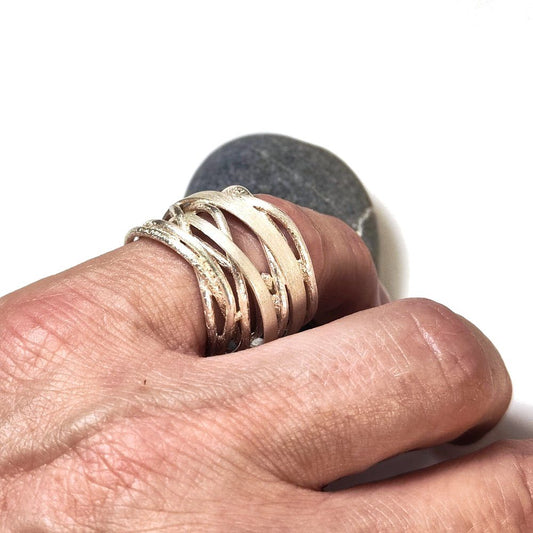 Anello WIRE 2 in argento 925 satinato