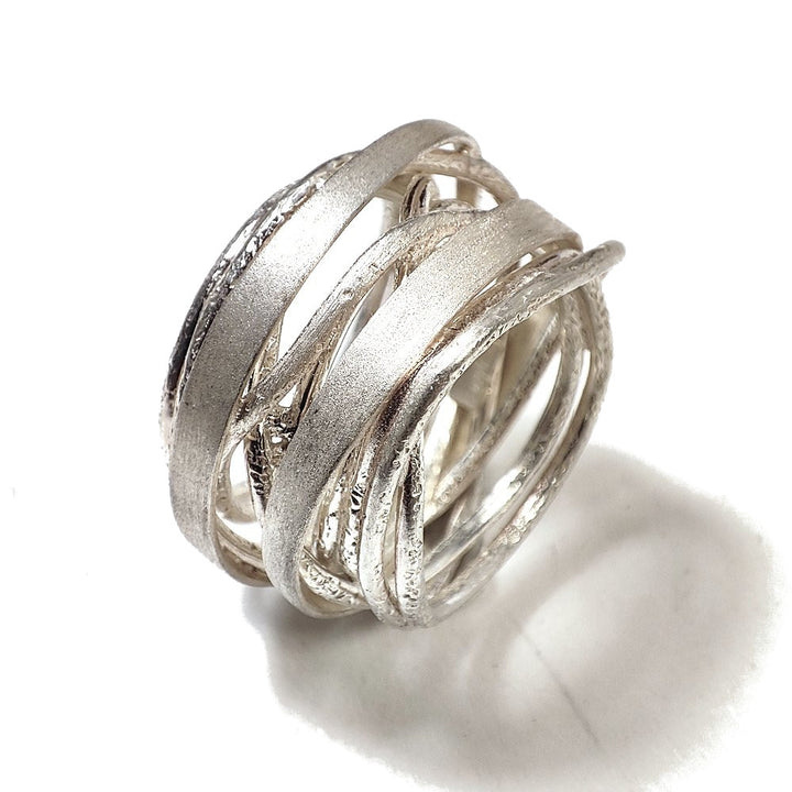 Anello WIRE 2 in argento 925 satinato