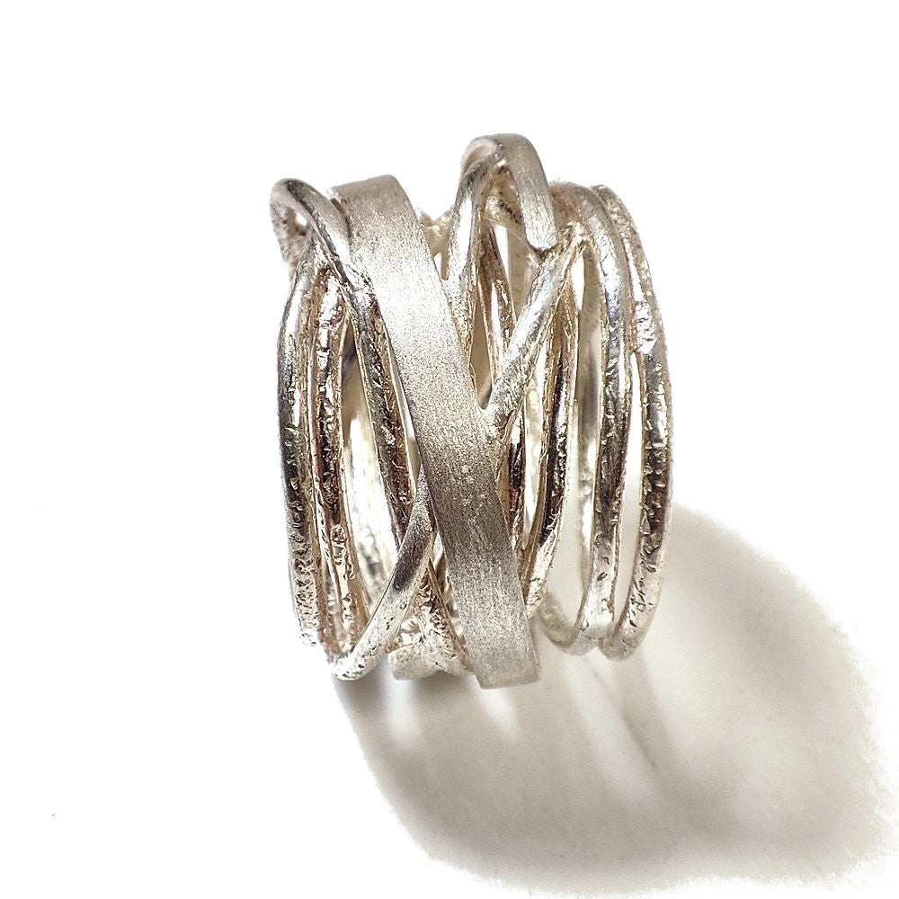 Anello WIRE 2 in argento 925 satinato