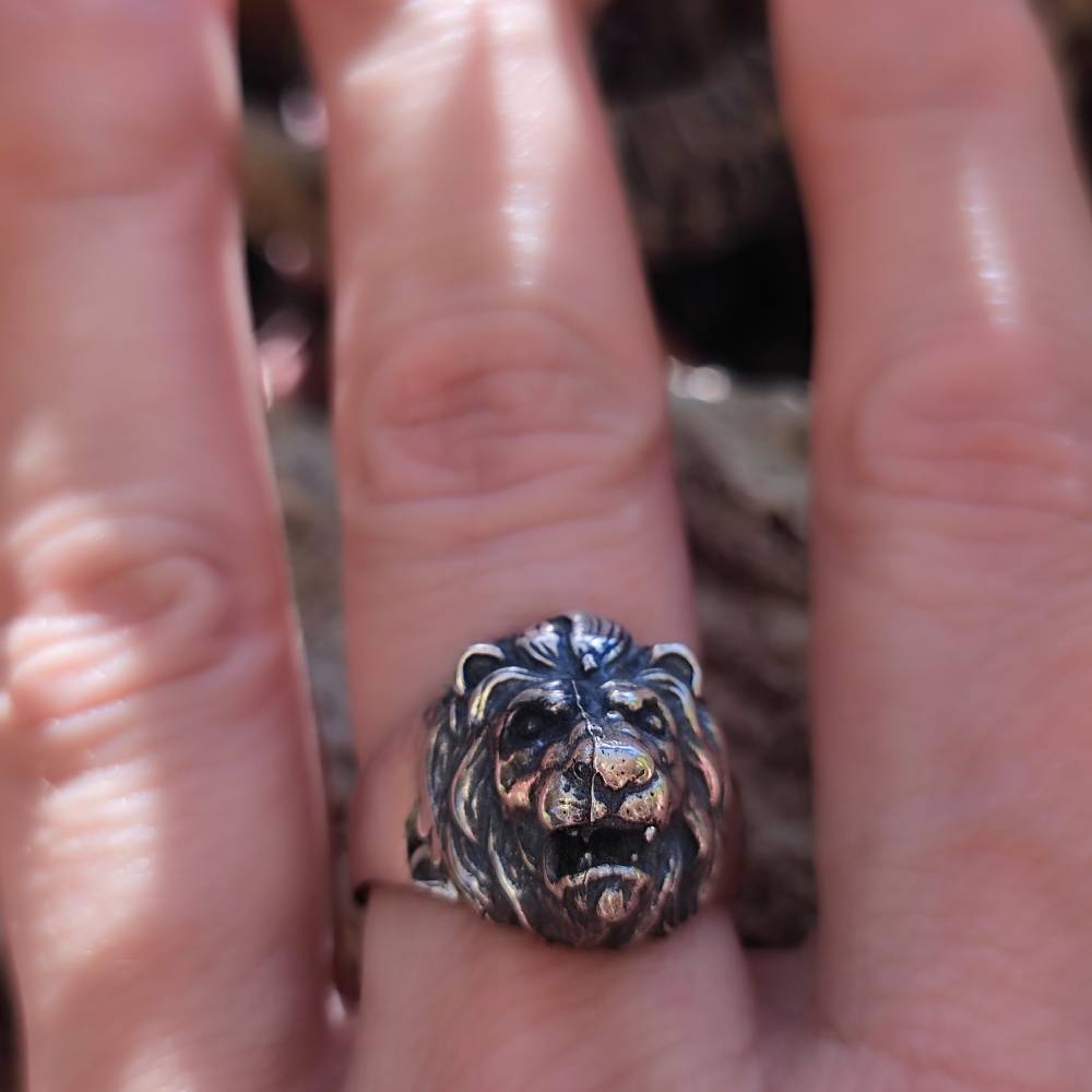 ANELLO Leone artigianale in argento 925 - DECHUAR