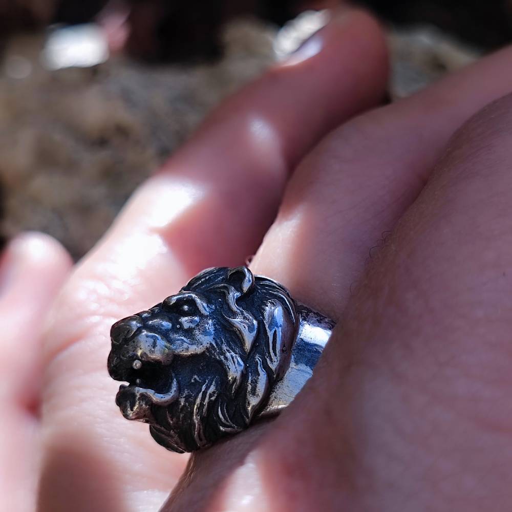ANELLO Leone artigianale in argento 925 - DECHUAR