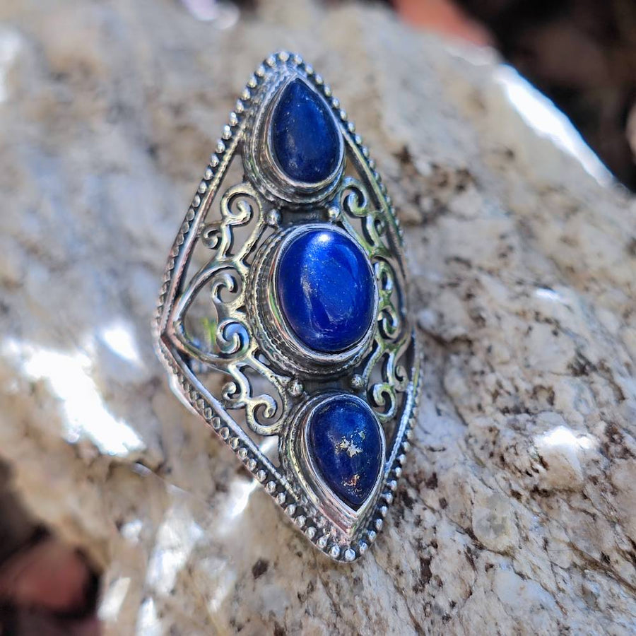 Anello artigianale con pietra in argento 925 - MALDA