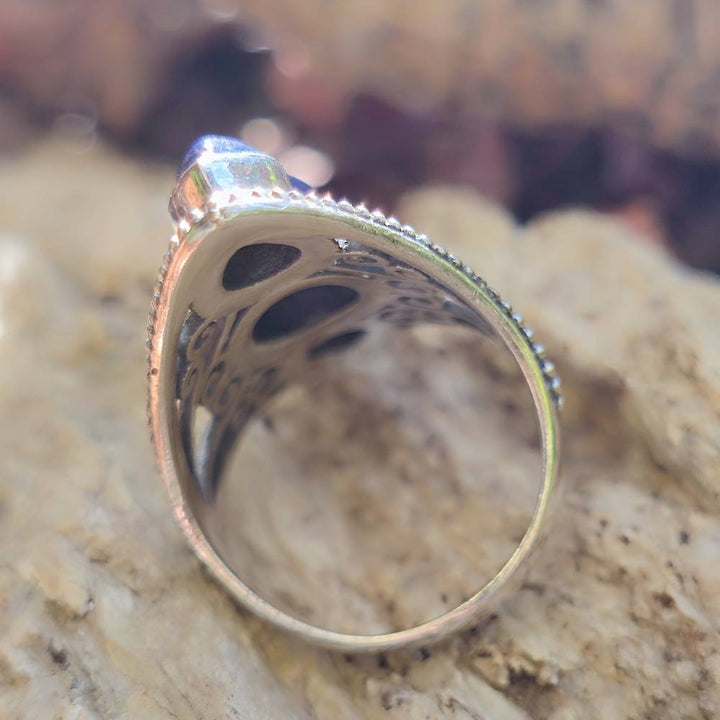 Anello artigianale con pietra in argento 925 - MALDA