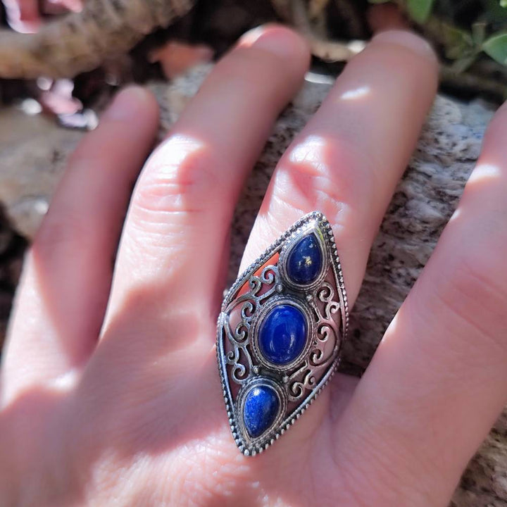 Anello artigianale con pietra in argento 925 - MALDA