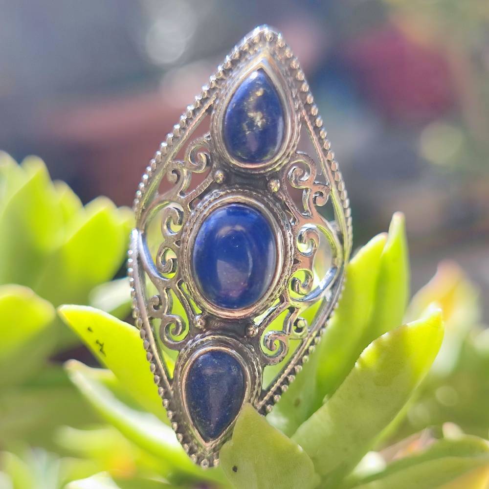 Anello artigianale con pietra in argento 925 - MALDA