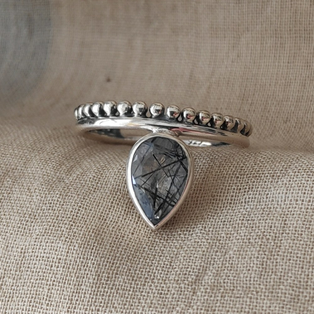 Anello quarzo rutilato argento