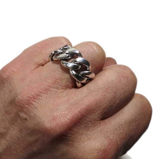 ANELLO CATENA gourmette | groumette argento uomo/donna misura 16