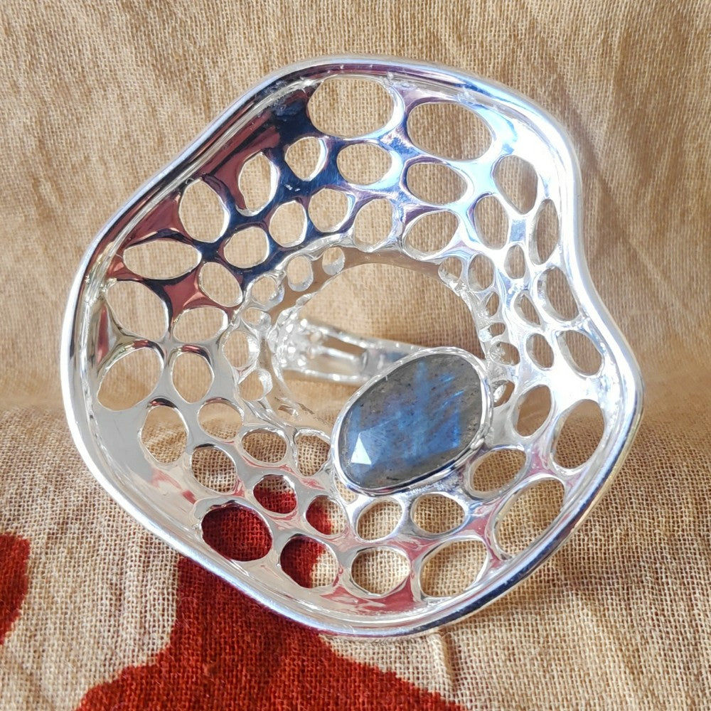 Anello NEWAGE con pietra in argento 925 con labradorite