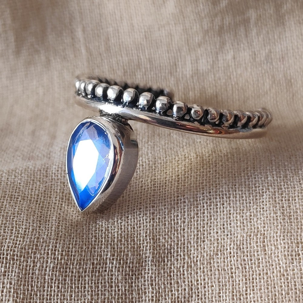 ETHNISCHER Ring mit Stein aus 925er Silber - Mantra