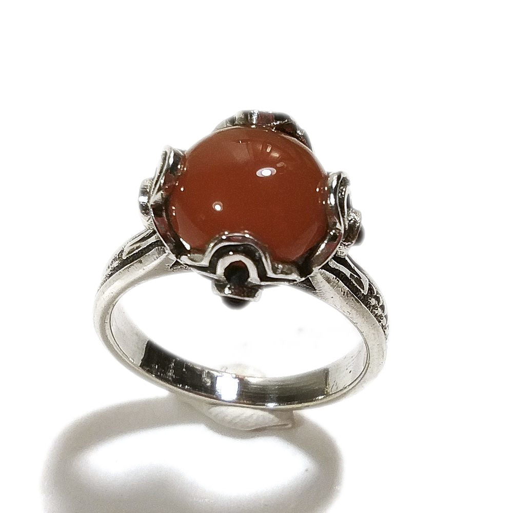 Anello con pietra in argento 925 - modello NAYA Corniola