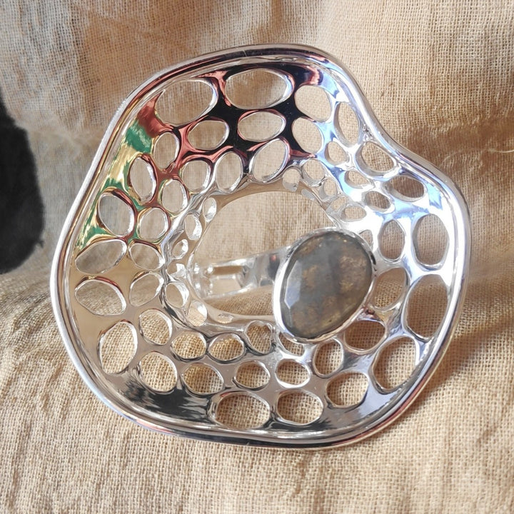 Anello NEWAGE con pietra in argento 925 con labradorite