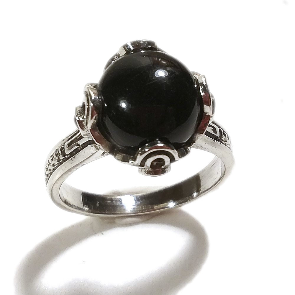 Onice nero Anello con pietra in argento 925 - modello NAYA