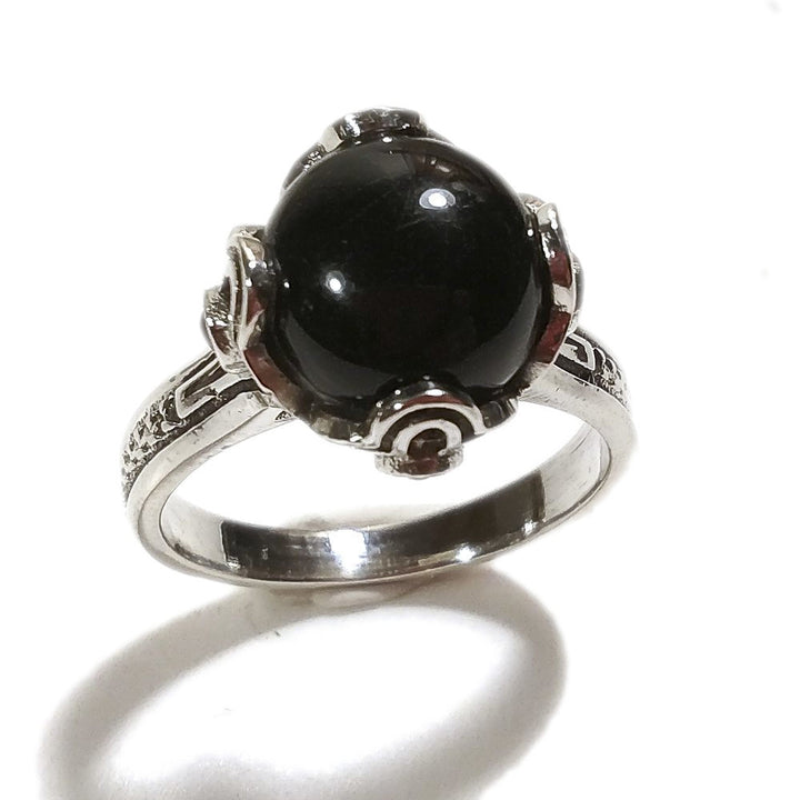 Onice nero Anello con pietra in argento 925 - modello NAYA