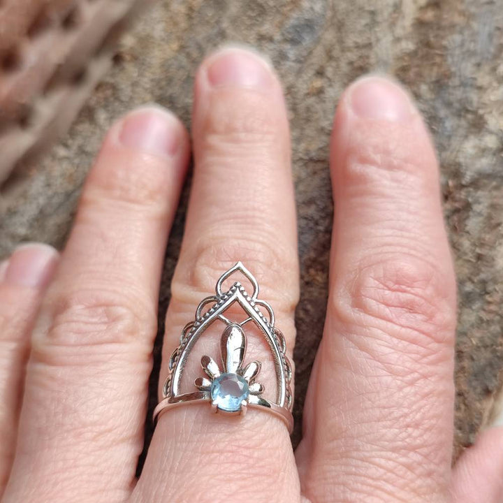 ANELLO JANESH in argento 925 con pietre topazio azzurro