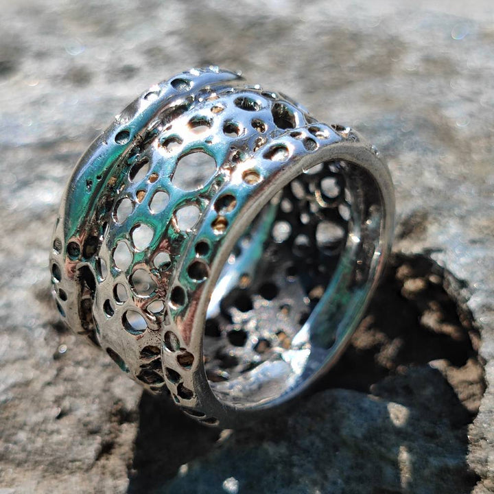 ANELLO artigianale a fascia in argento 925 - KAROD