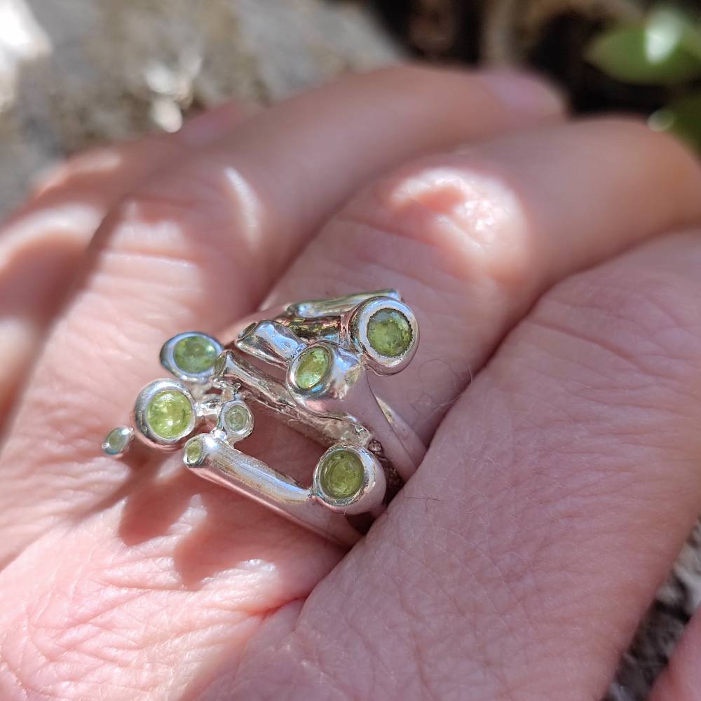 Ethnic ring in 925 silver with stone - ASKANDRA