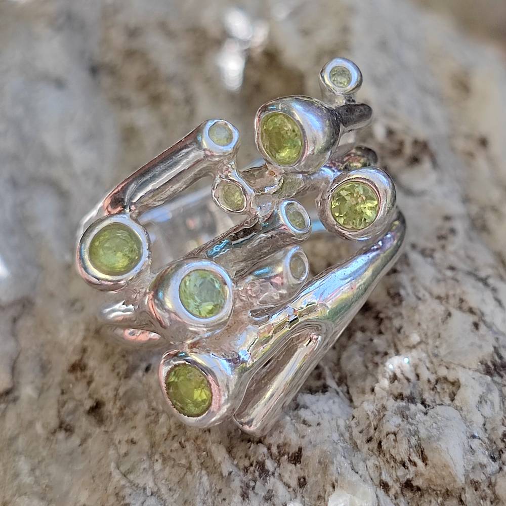 Ethnic ring in 925 silver with stone - ASKANDRA