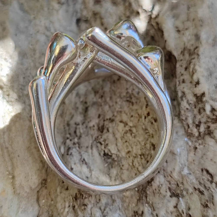 Ethnic ring in 925 silver with stone - ASKANDRA