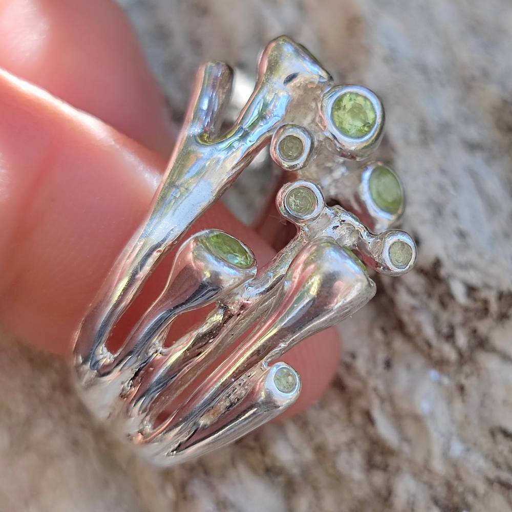 Ethnic ring in 925 silver with stone - ASKANDRA