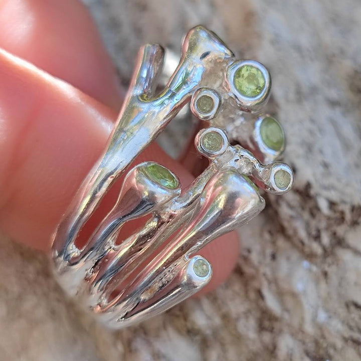 Ethnic ring in 925 silver with stone - ASKANDRA