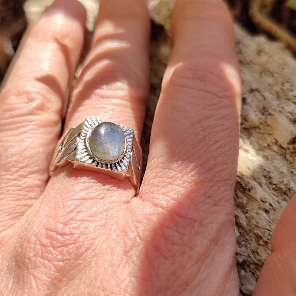 Anello etnico in argento 925 con pietra - RANIJAR