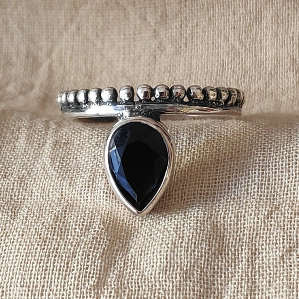 ETHNISCHER Ring mit Stein aus 925er Silber - Mantra