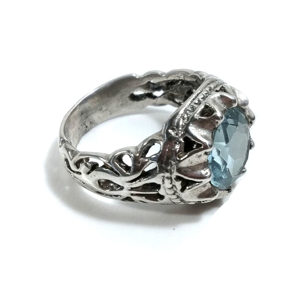 Anello con pietra in argento 925 con Topazio azzurro | GIOIELLI ETNICI