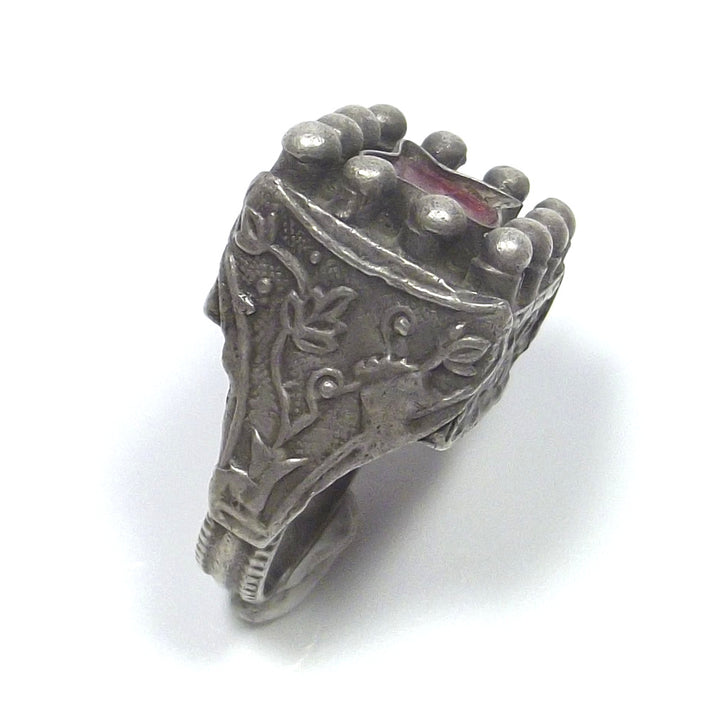 Anello Afghano quadrato antico argento - ETNICO - VINTAGE
