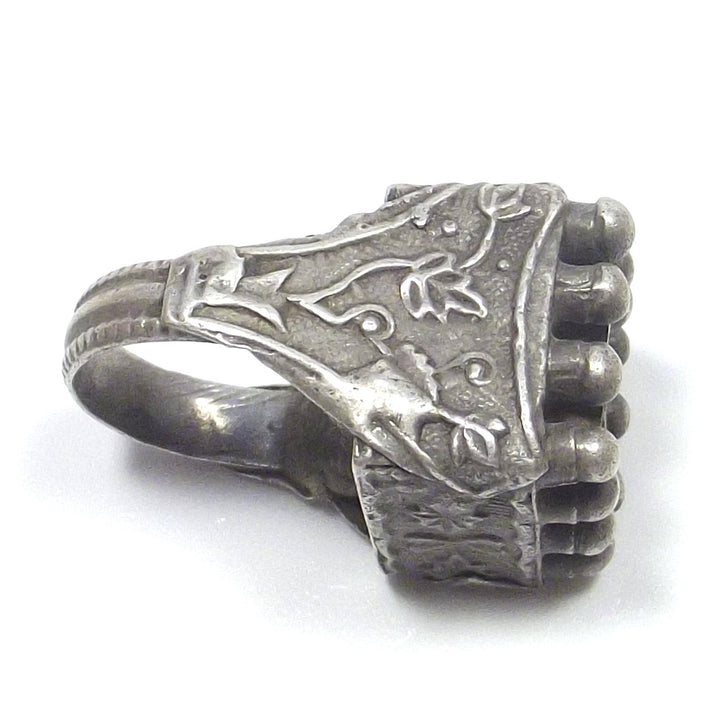 Anello Afghano quadrato antico argento - ETNICO - VINTAGE