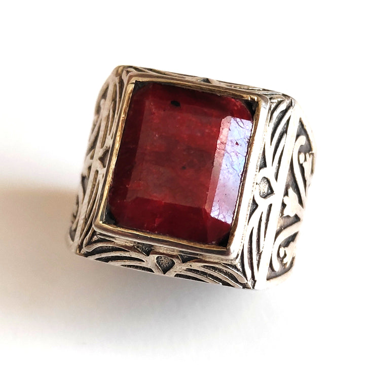 Anello da Mignolo in argento 925 con Anello SIGILLO Agata rubino | GIOIELLI IN ARGENTO