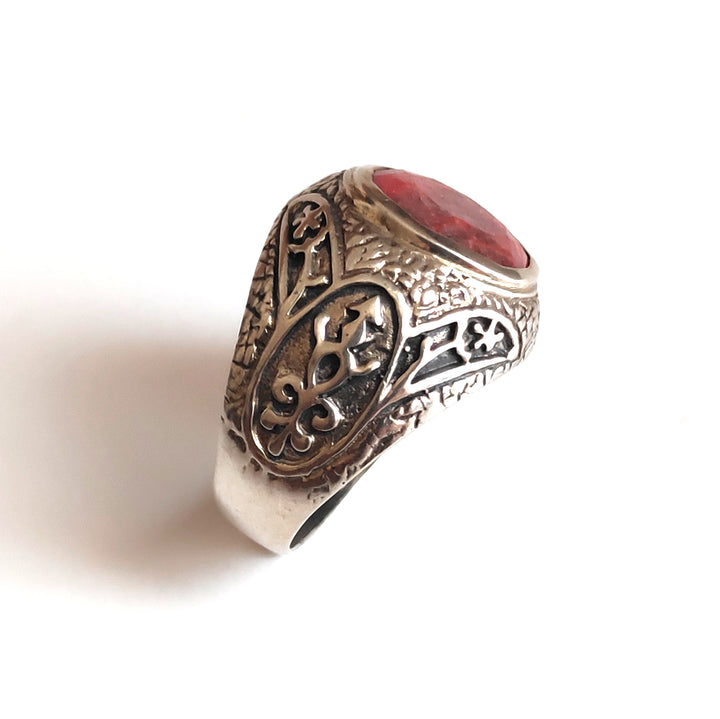 Anello da Mignolo in argento 925 con Anello SIGILLO Radice di Rubino | GIOIELLI IN ARGENTO