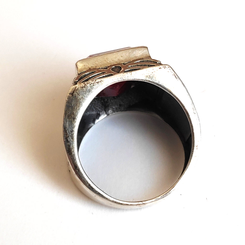 Anello da Mignolo in argento 925 con Anello SIGILLO Agata rubino | GIOIELLI IN ARGENTO