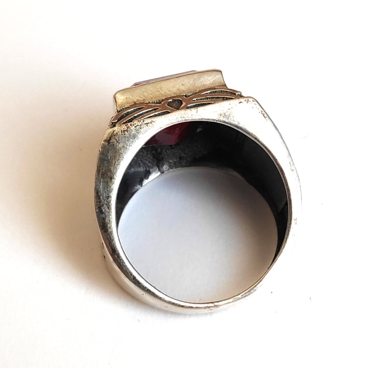 Anello da Mignolo in argento 925 con Anello SIGILLO Agata rubino | GIOIELLI IN ARGENTO