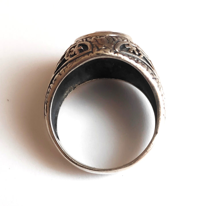 Anello da Mignolo in argento 925 con Anello SIGILLO Radice di Rubino | GIOIELLI IN ARGENTO