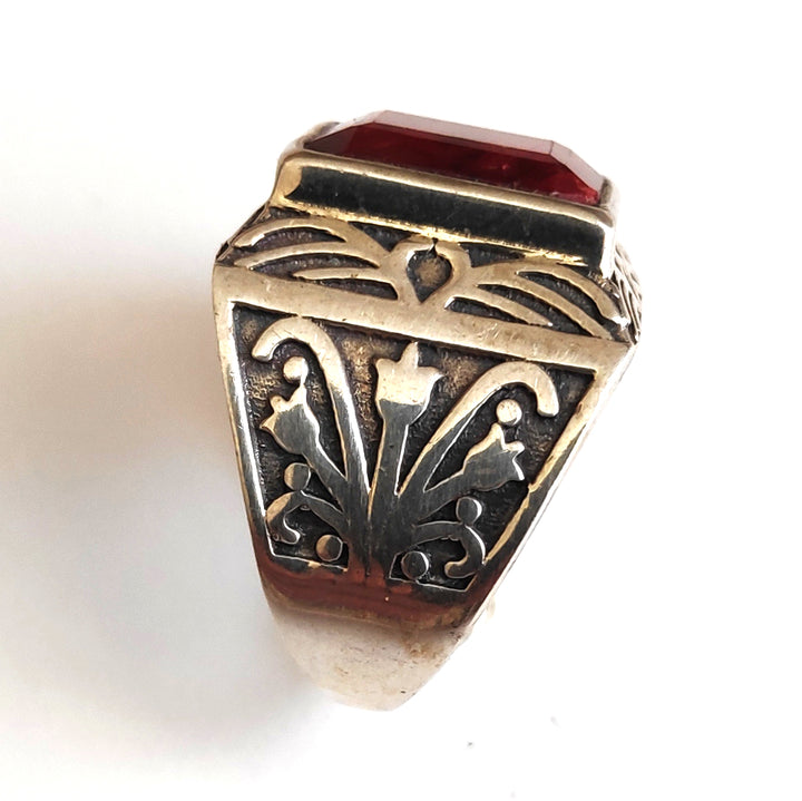 Anello da Mignolo in argento 925 con Anello SIGILLO Agata rubino | GIOIELLI IN ARGENTO