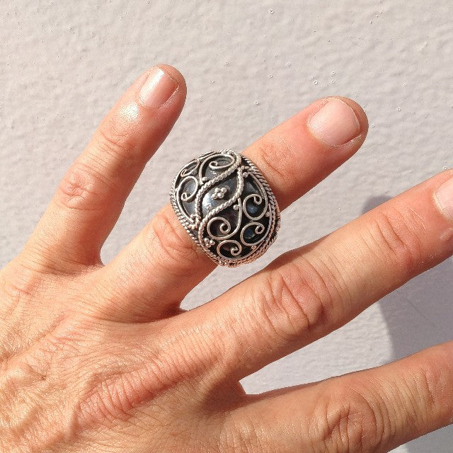 Band ring with filigree in 925 silver - URGADA