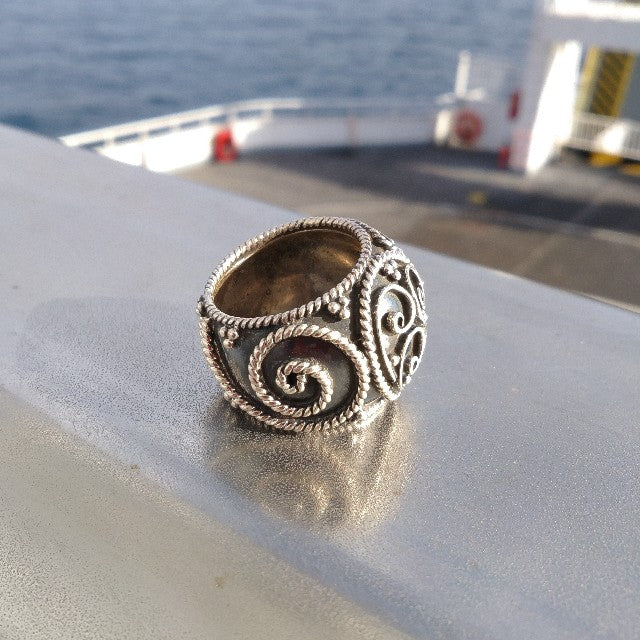 Band ring with filigree in 925 silver - URGADA