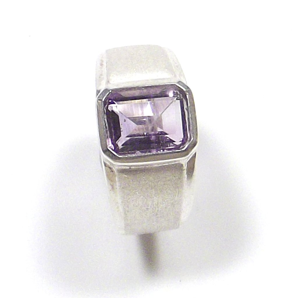 ANELLO etnico argento 925 AMETISTA sfaccettato rettangolare