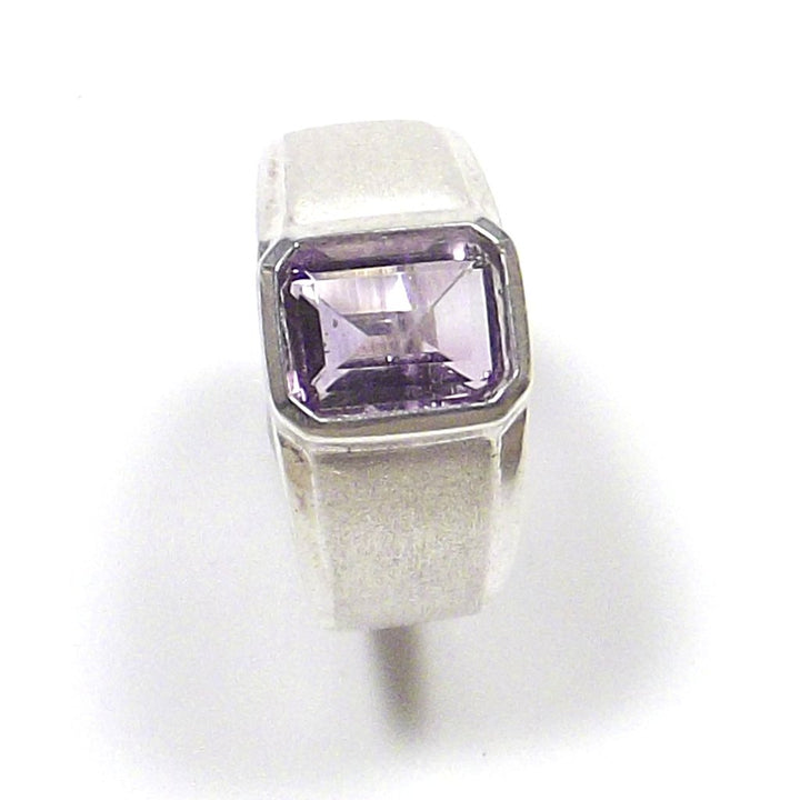 ANELLO etnico argento 925 AMETISTA sfaccettato rettangolare