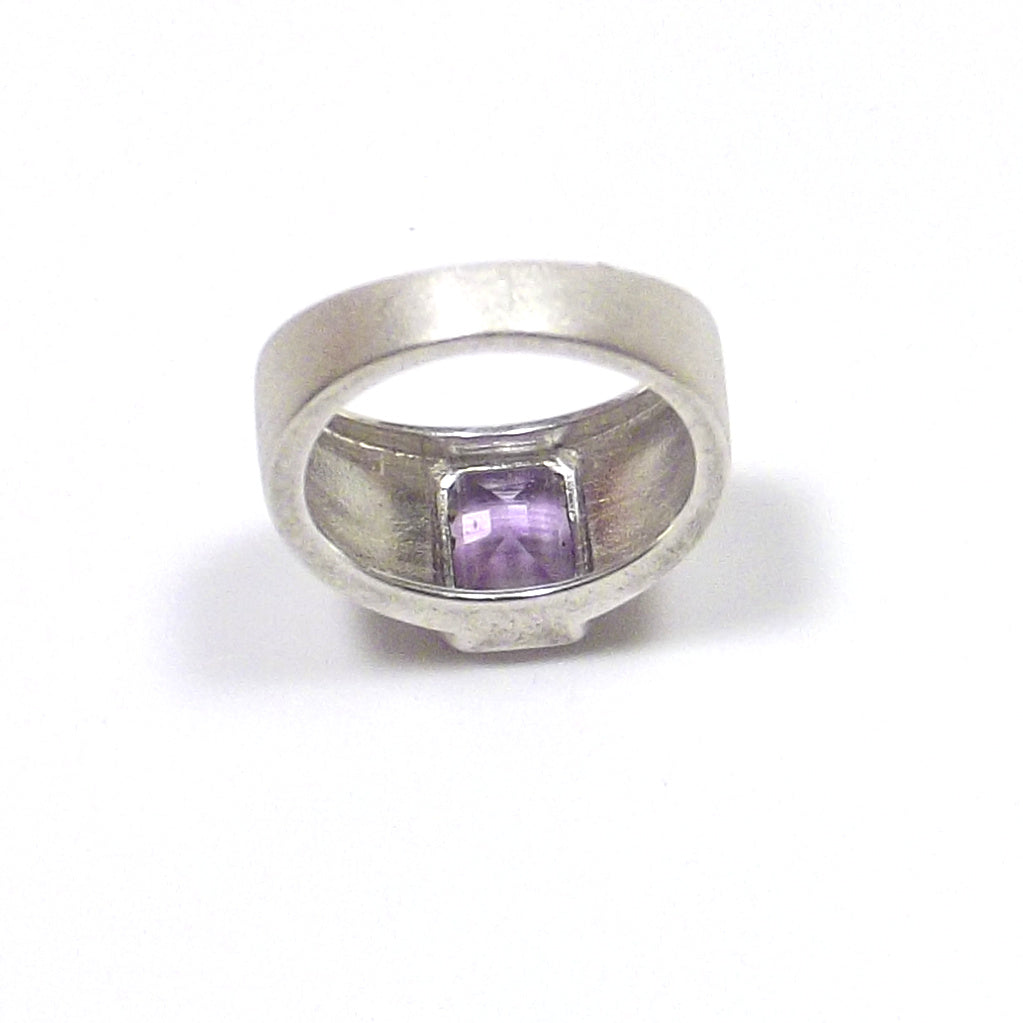 ETHNIC RING 925 silver AMETHYST rectangular faceted