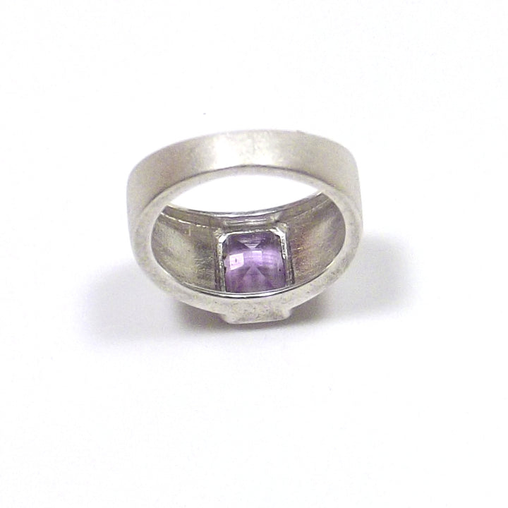 ETHNIC RING 925 silver AMETHYST rectangular faceted