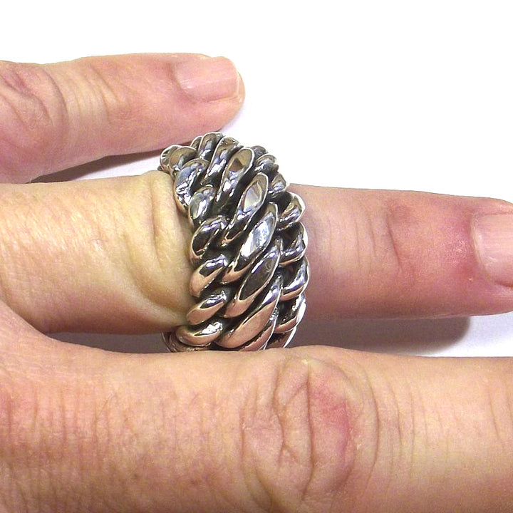 Gourmet silver CHAIN RING for men/women size 19