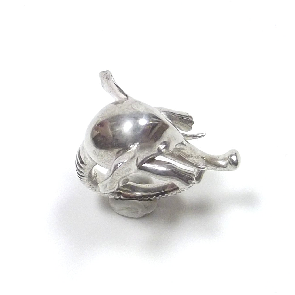 925 silver ring ELEPHANT head with MOONSTONE